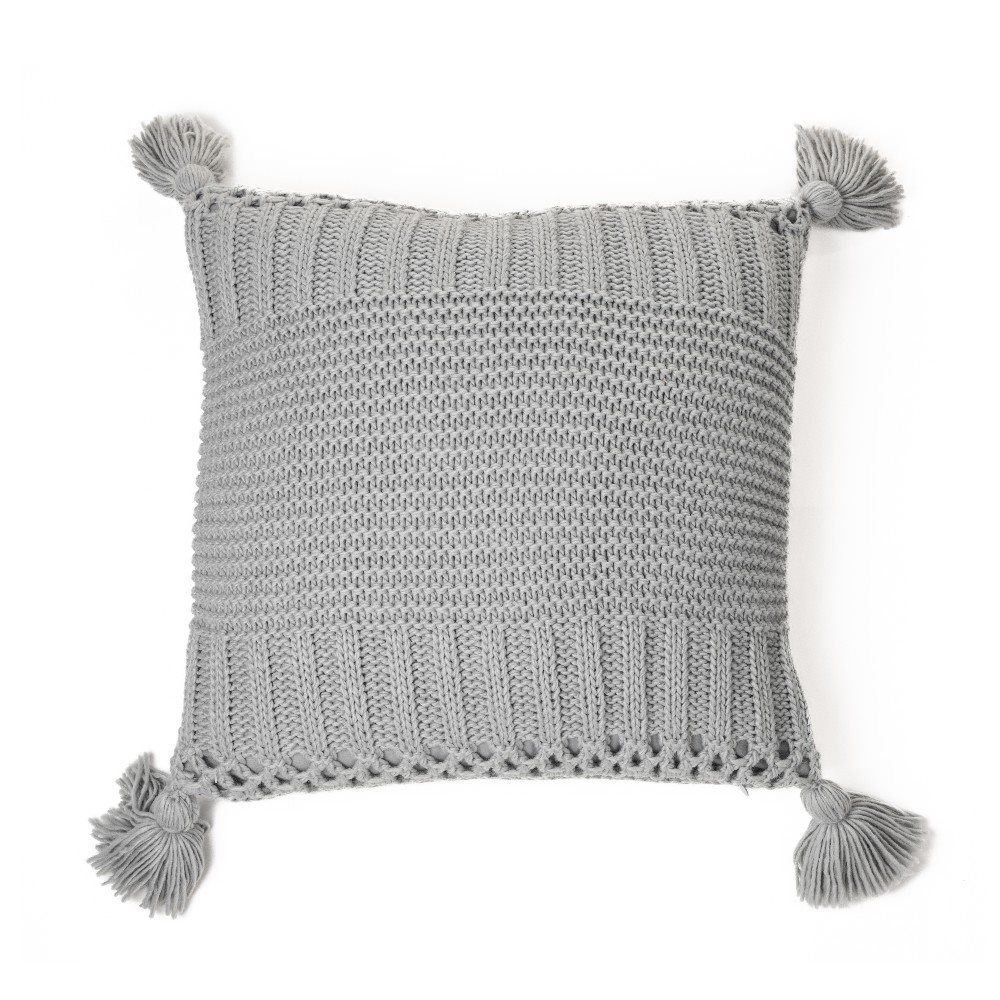 Shawn grey knit decorative pillow 